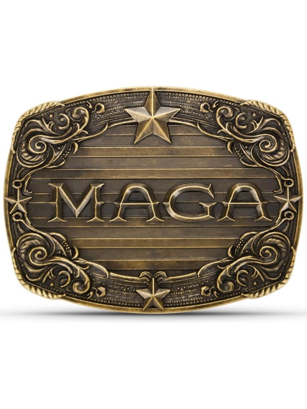 Men Maga-bronze Vintage Texas Bull Cowboy Buckle Western Style Belt